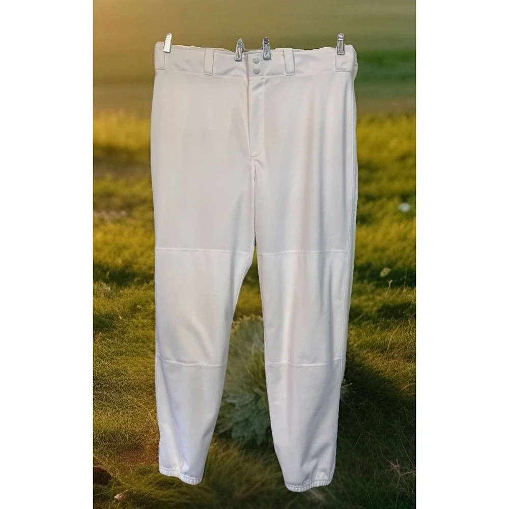 Nike Baseball Pants Men XL‎ White Elastic Ankle Double Knees Swoosh